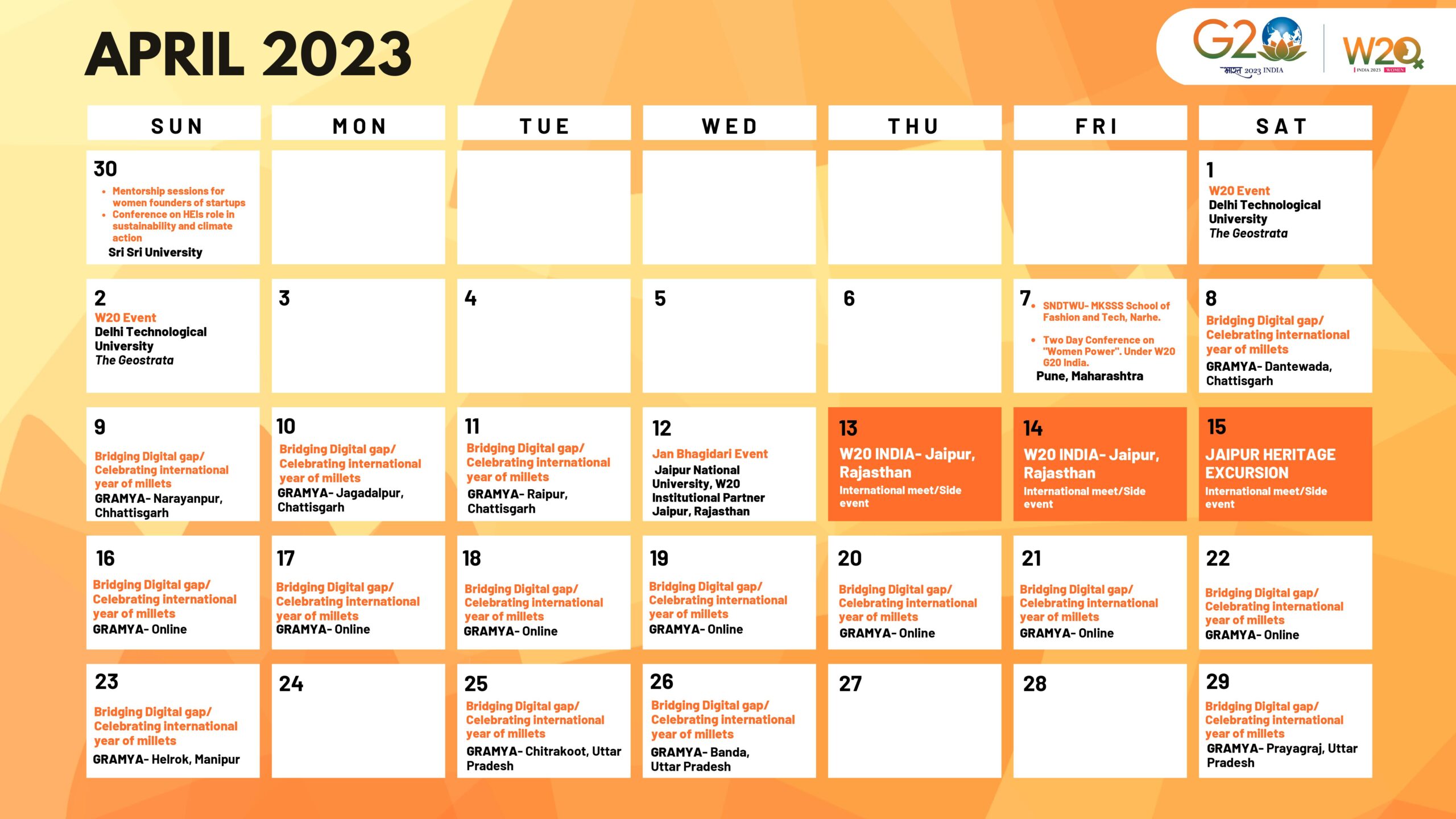 Event Calendar W20 India